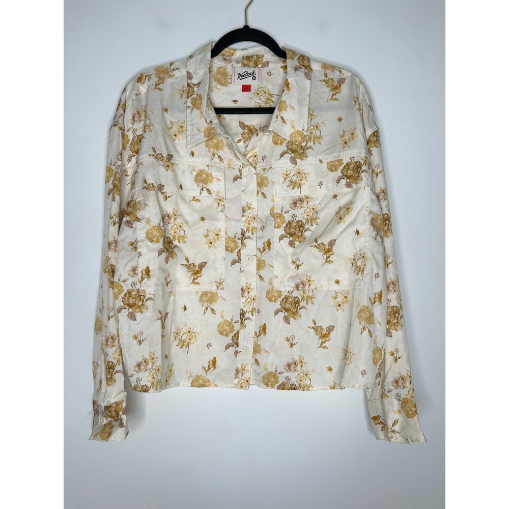 Woolrich x Target Floral Cropped Boxy Button Front Blouse Size XL Like New Fall